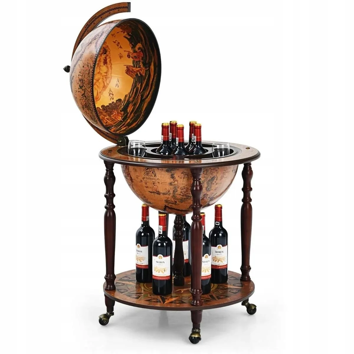 Barek Na Alkohol Globus Vintage Retro Stojak Na Wino 95.5 cm