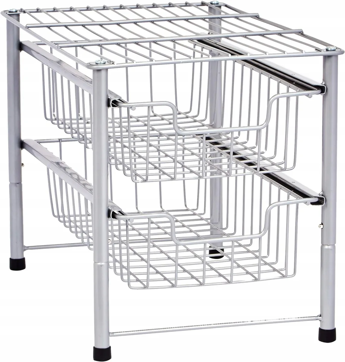 Organizer kuchenny AmazonBasics srebrny metalowy wysuwany siatkowy