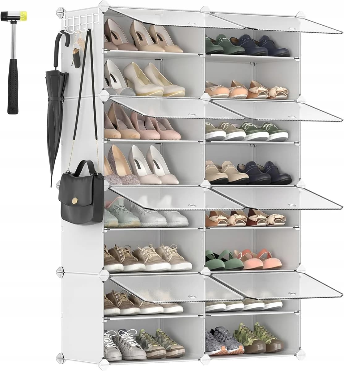 Szafka na Buty Modułowa SONGMICS Organizer Regał 8 Półek 83x32x125cm Biały