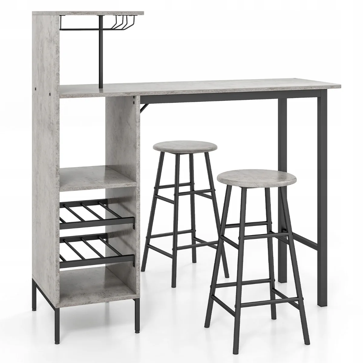 Zestaw stołu barowego prostokątnego 120x40 cm z 2 krzesłami Costway MDF